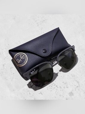 Ray-Ban Polarized New Clubmaster RB4416 6653/B1 Black/Gray Sunglasses & Case